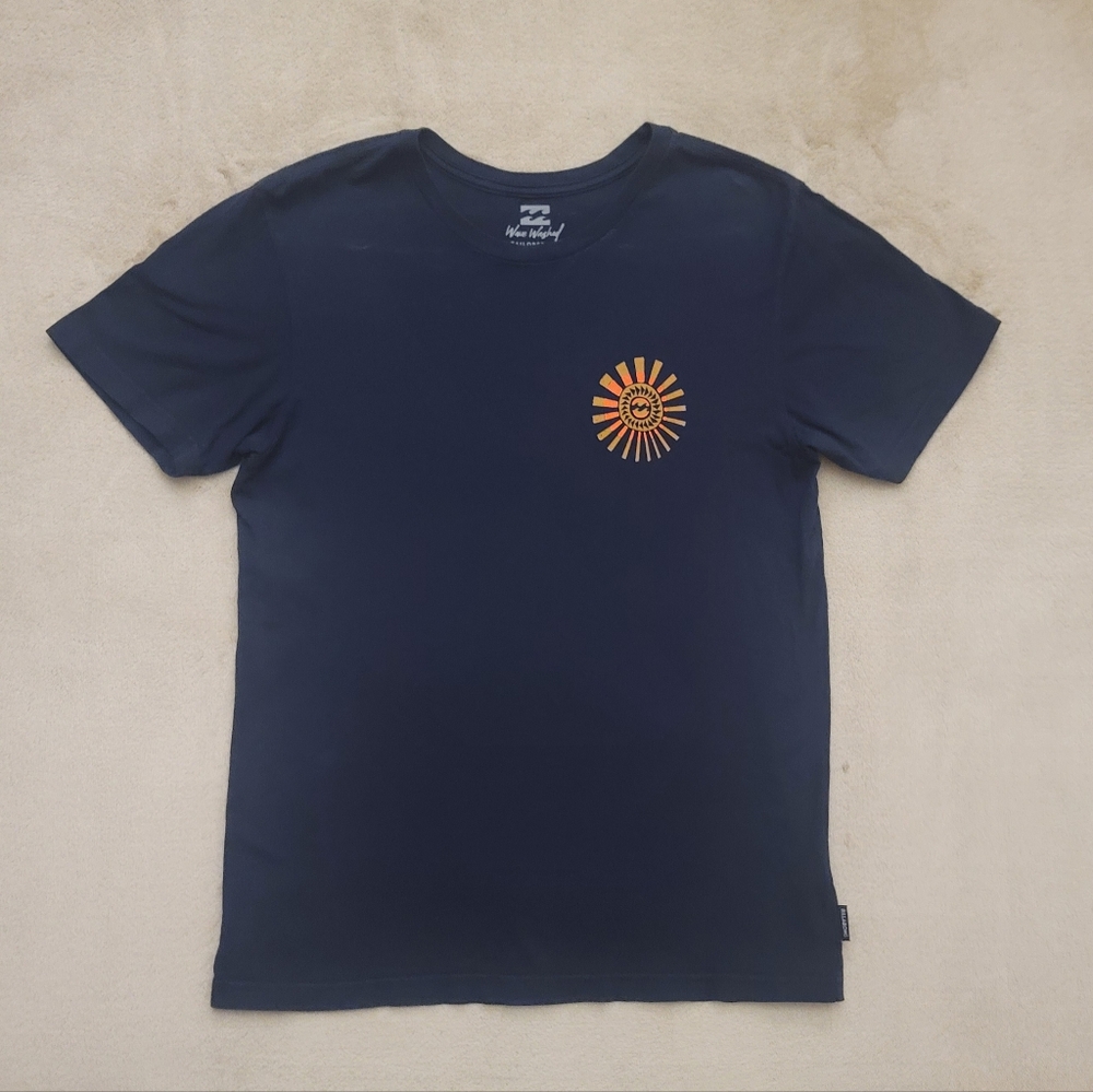 Billabong Black/Orange Graphic T-Shirt Size Tailored Fit Small Petit